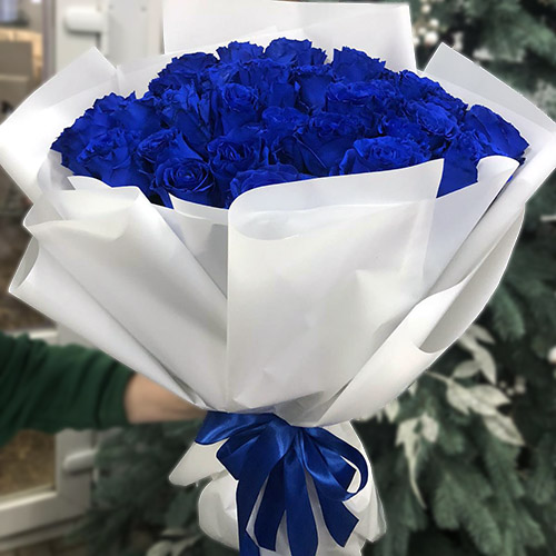 Фото товара 33 блакитні імпортні троянди Еквадор у Львові